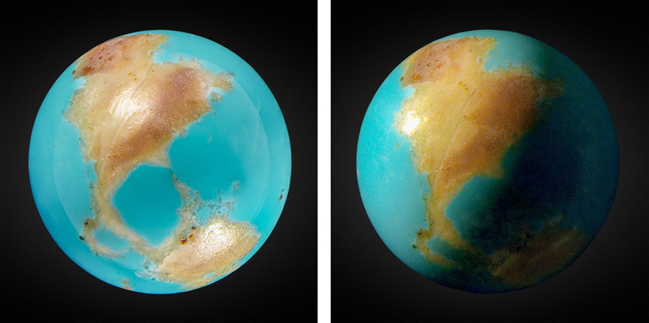 A globe made of turquoise