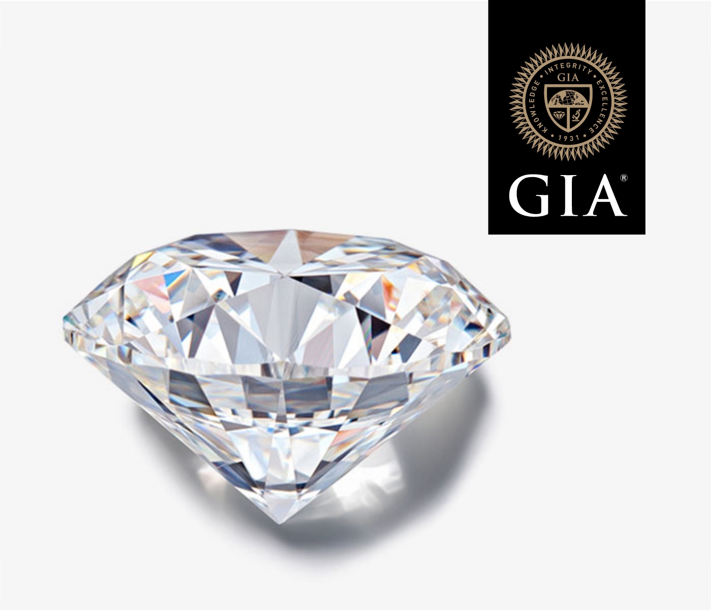 A solitare diamond next to the GIA logo