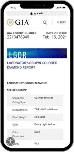 LGDR Colored Diamond Report